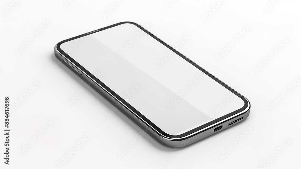 Blank Screen Smartphone Mockup for Custom Digital Content Creation on White Background Blank Screen Smartphone Mockup for Custom Digital Content Creation on White Background