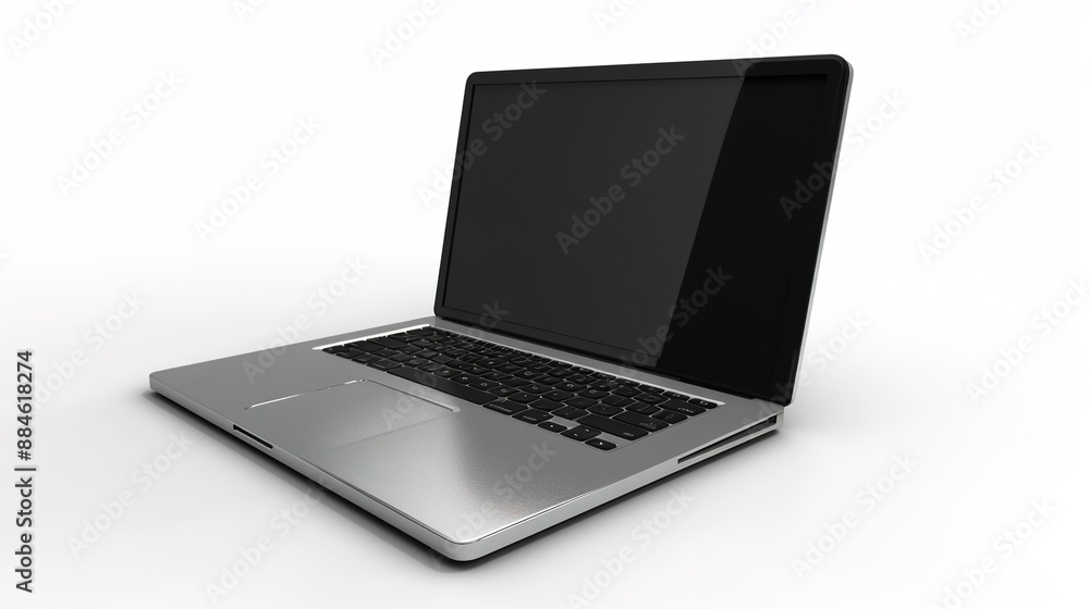 Minimalist Laptop with Blank Screen on White Background for Customizable Digital Content Minimalist Laptop with Blank Screen on White Background for Customizable Digital Content