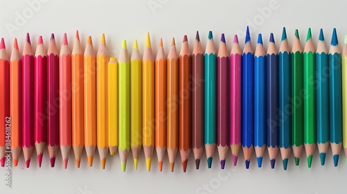 Gradient Colorful Pencils on White Background