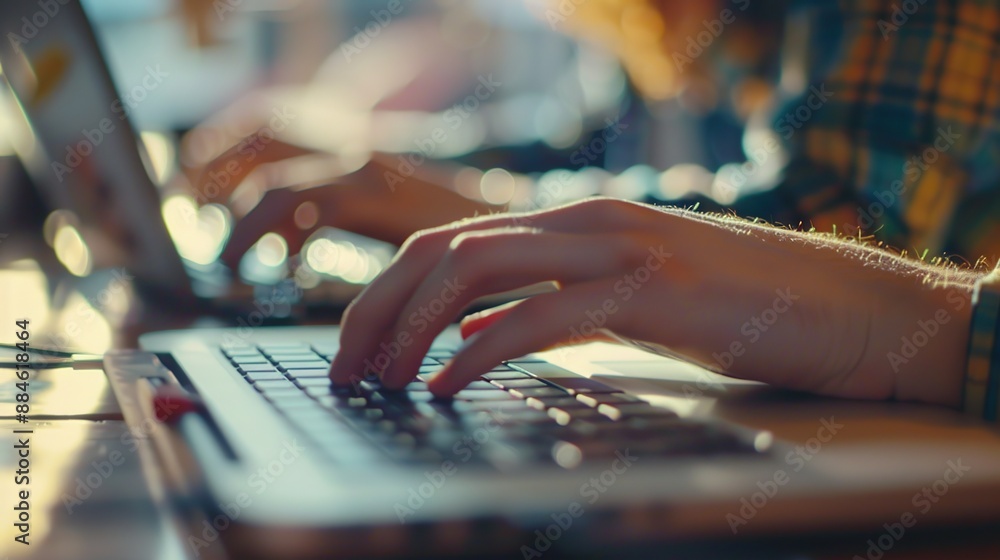 Productive Workspace - Close-up of Human Hands Typing on Laptops in Modern Coworking Environment Productive Workspace - Close-up of Human Hands Typing on Laptops in Modern Coworking Environment