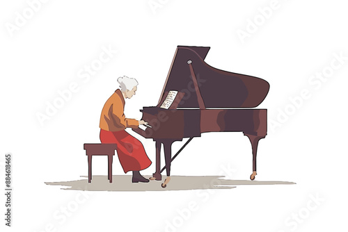 old woman playing on piano stock image isolated vector style