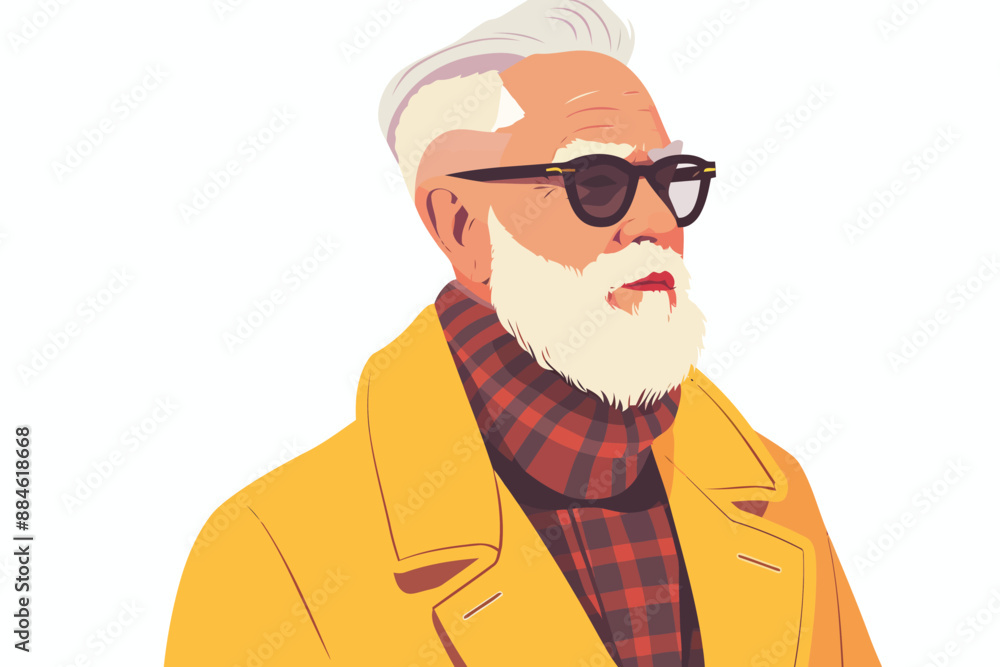 Portrait of a fashionable old man Retro futuristic fa isolated vector style Portrait of a fashionable old man Retro futuristic fa isolated vector style
