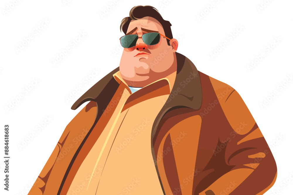 Portrait of a fashionable overweight man Retro futuri isolated vector style Portrait of a fashionable overweight man Retro futuri isolated vector style