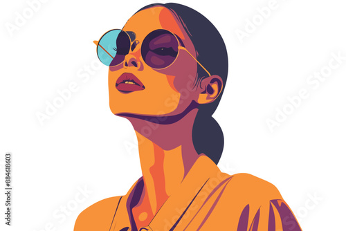 Portrait of a fashionable indian woman Retro futurist isolated vector style