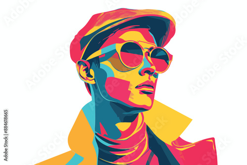 Portrait of a fashionable man Retro futuristic fashio isolated vector style photo