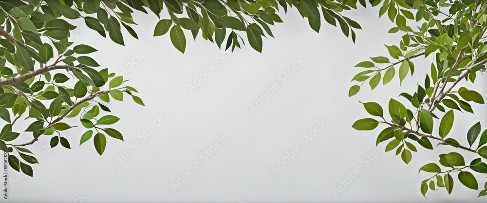 Obraz premium green bamboo frame with leaves