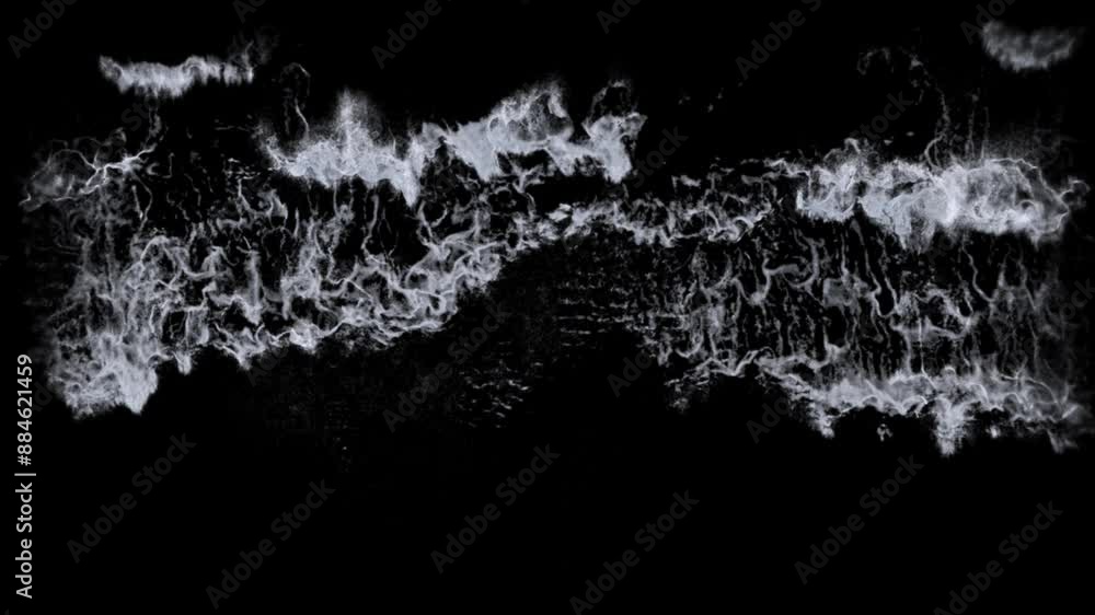 seafoam texture 4k isolated on black with alpha, seamless loop of a sea white foam for compositing of rolling waves