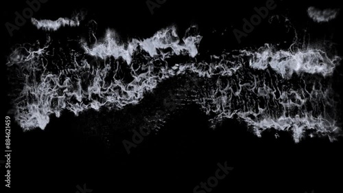 seafoam texture 4k isolated on black with alpha, seamless loop of a sea white foam for compositing of rolling waves