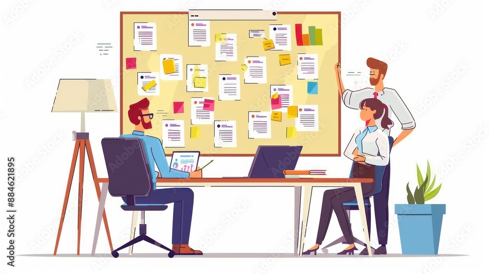 Business Meeting with a Whiteboard Business Meeting with a Whiteboard
