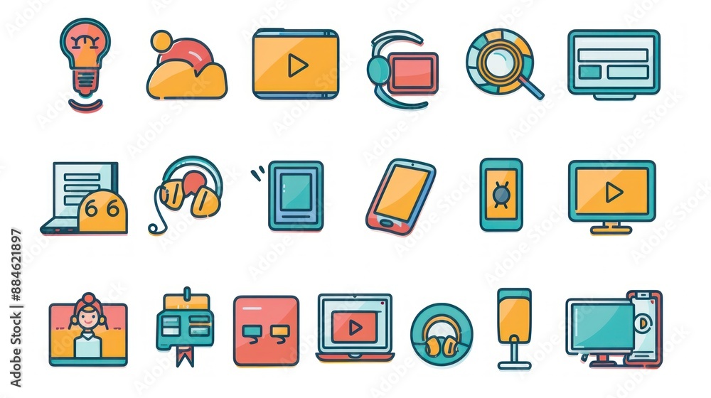 Collection of Digital Technology Icons Collection of Digital Technology Icons