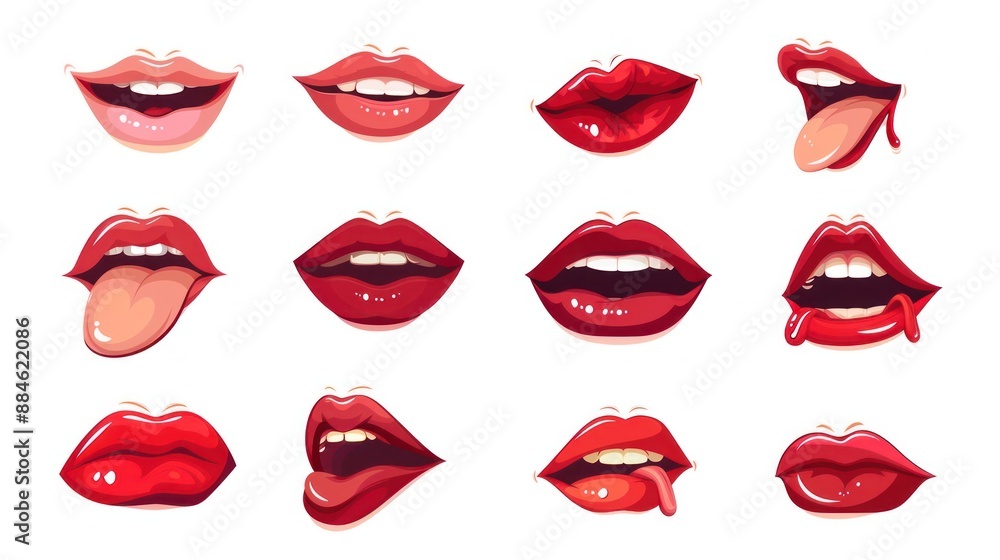 Naklejka premium Collection of Lips Cartoon Illustration