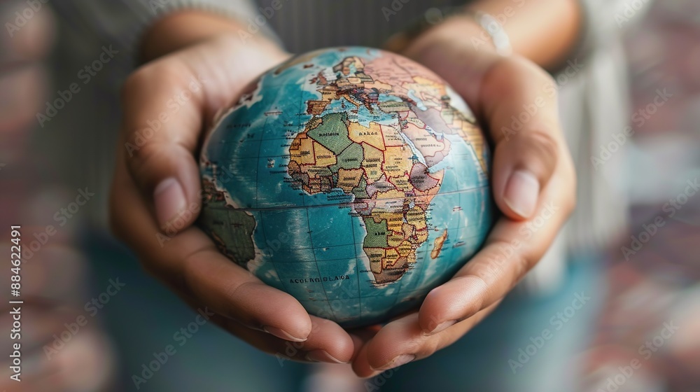 Embracing Global Expansion: Hands Holding Globe focused on Asia's Emerging Markets Embracing Global Expansion: Hands Holding Globe focused on Asia's Emerging Markets