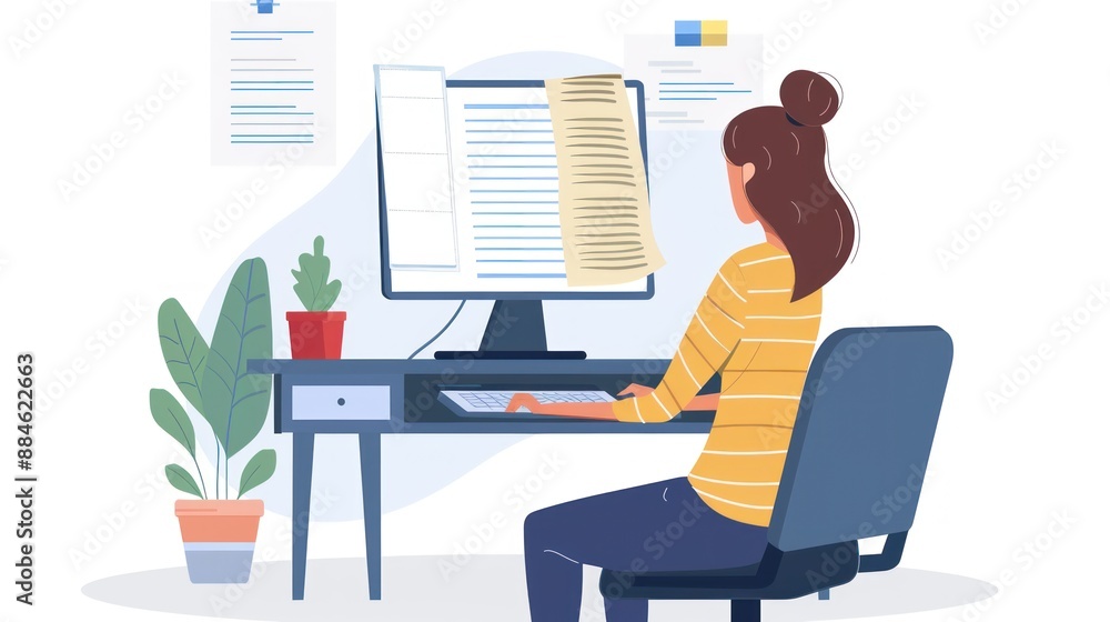 Woman Working on Computer Woman Working on Computer