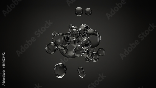 Photos 3D illustration of abstract morph liquid forms of water on ramp background