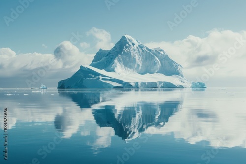 Wallpaper Mural Massive iceberg reflects in calm Arctic waters. Stunning view of nature's icy sculpture under blue skies. Torontodigital.ca