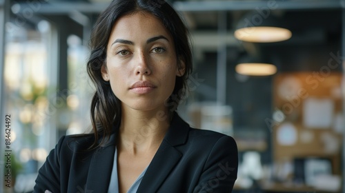 Confident Businesswoman in Modern Office Setting - Determination Personified