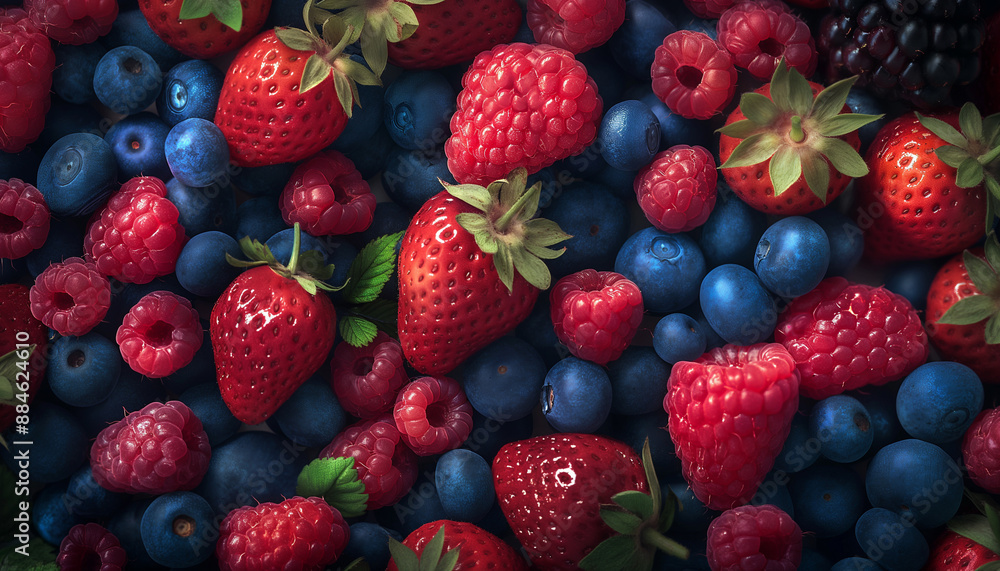 Mix de frutas vermelhas refrescantes background IA Generativa Mix de frutas vermelhas refrescantes background IA Generativa