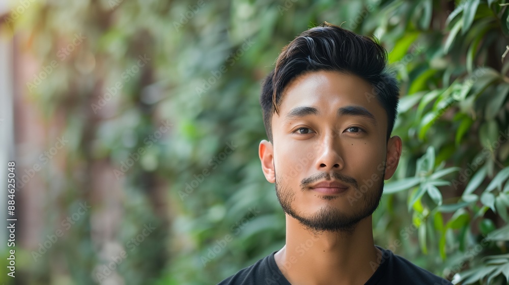 a man with a beard standing in front of a green wall a man with a beard standing in front of a green wall