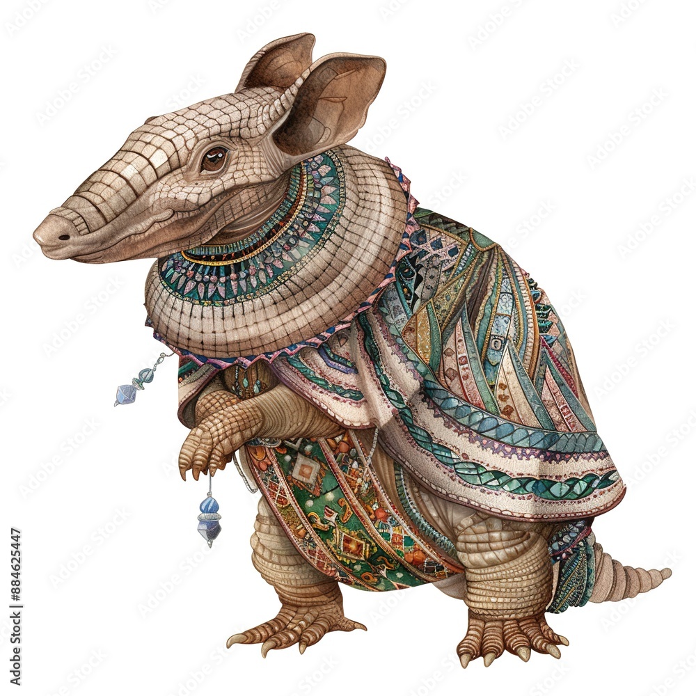 Obraz premium Armadillo Boho-Chic fashion cartoon isolated whitebackground