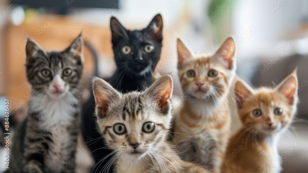 Curious cats looking at home camera close up wallpaper background Curious cats looking at home camera close up wallpaper background