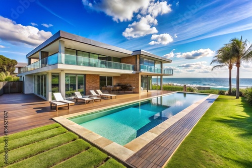 Luxury beachfront villa with a swimming pool 