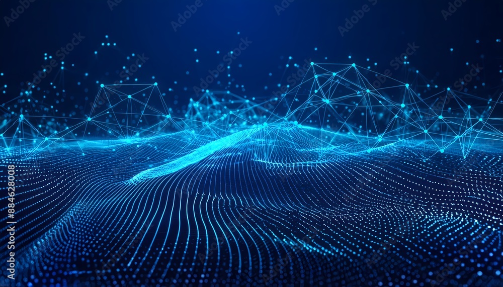 Big data visualisation. Abstract digital particles. Cyber network background. Technology bacdrop. Generative ai image Big data visualisation. Abstract digital particles. Cyber network background. Technology bacdrop. Generative ai image
