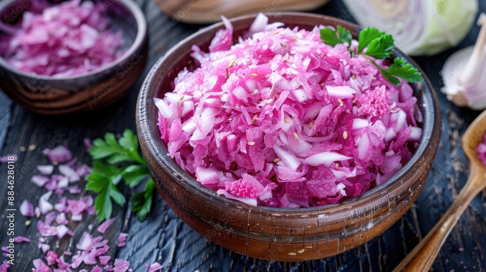 Nutritious meal of pink algae and cabbage Nutritious meal of pink algae and cabbage