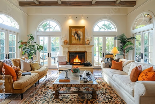 Beautiful living room with fireplace