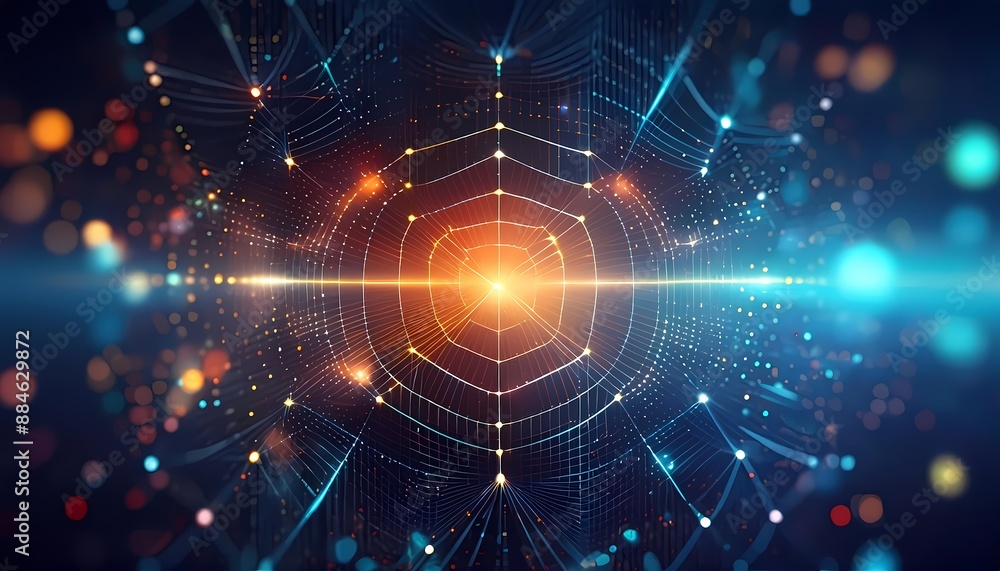 Big data visualisation. Abstract digital particles. Cyber network background. Technology concept with lines and doth gloving. Generative ai image Big data visualisation. Abstract digital particles. Cyber network background. Technology concept with lines and doth gloving. Generative ai image