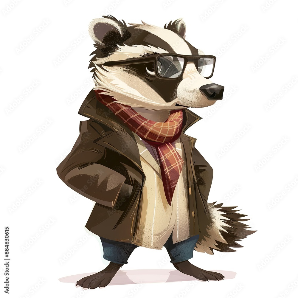 Obraz premium Badger Business Casual animal fashion cartoon isolated whitebackground