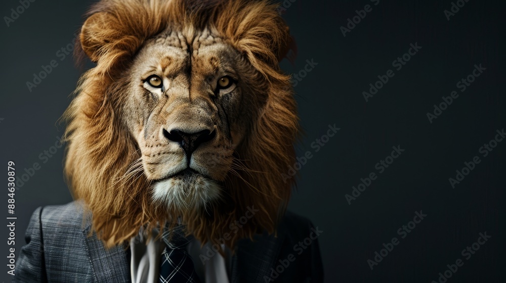 Fototapeta premium Lion businessman wearing business suit wallpaper background