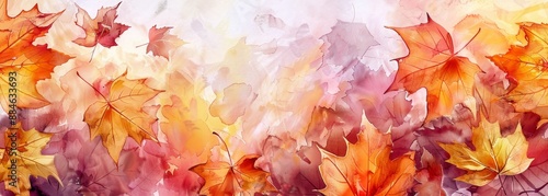 Autumn fall watercolor leaves design element wallpaper background
