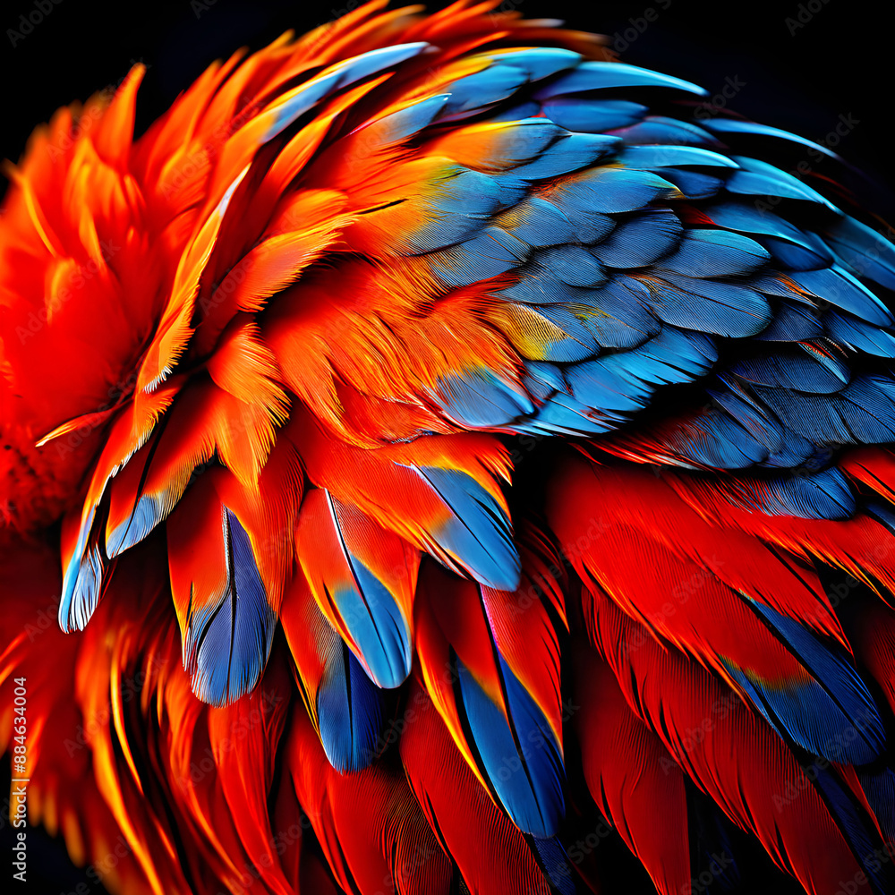 Fototapeta premium macro photography of caninde macaw feathers created with generative AI