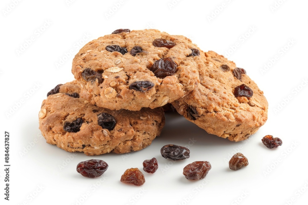 Freshly baked oatmeal cookies with sweet raisins, perfect for snacking or baking Freshly baked oatmeal cookies with sweet raisins, perfect for snacking or baking