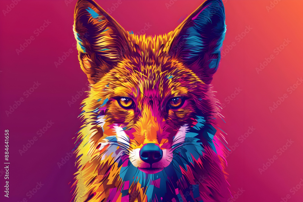 Naklejka premium Colorful Fox Portrait