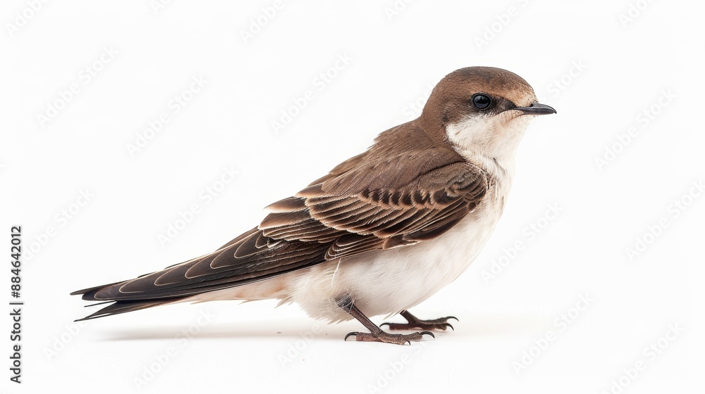 Beautiful brown and white bird perched on a pristine white surface, displaying its exquisite feathers and beak, radiating serenity and elegance in its native environment Beautiful brown and white bird perched on a pristine white surface, displaying its exquisite feathers and beak, radiating serenity and elegance in its native environment