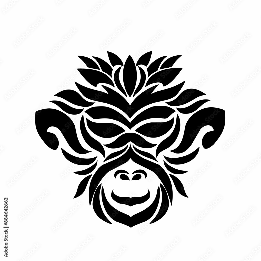 Fototapeta premium illustration vector graphic of tribal art design Monkey head face