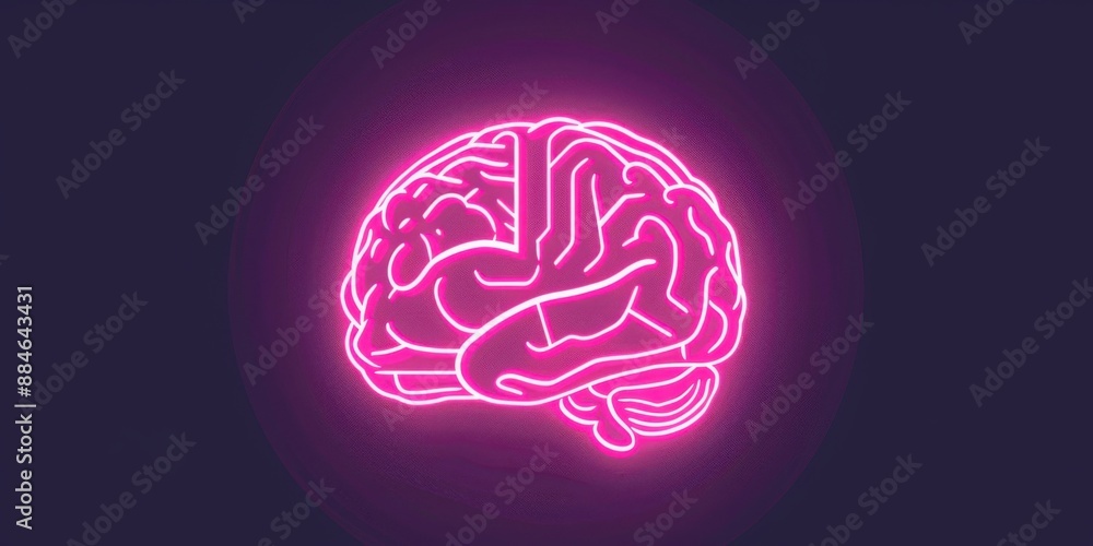 Stylized brain floating with dynamic elements Stylized brain floating with dynamic elements