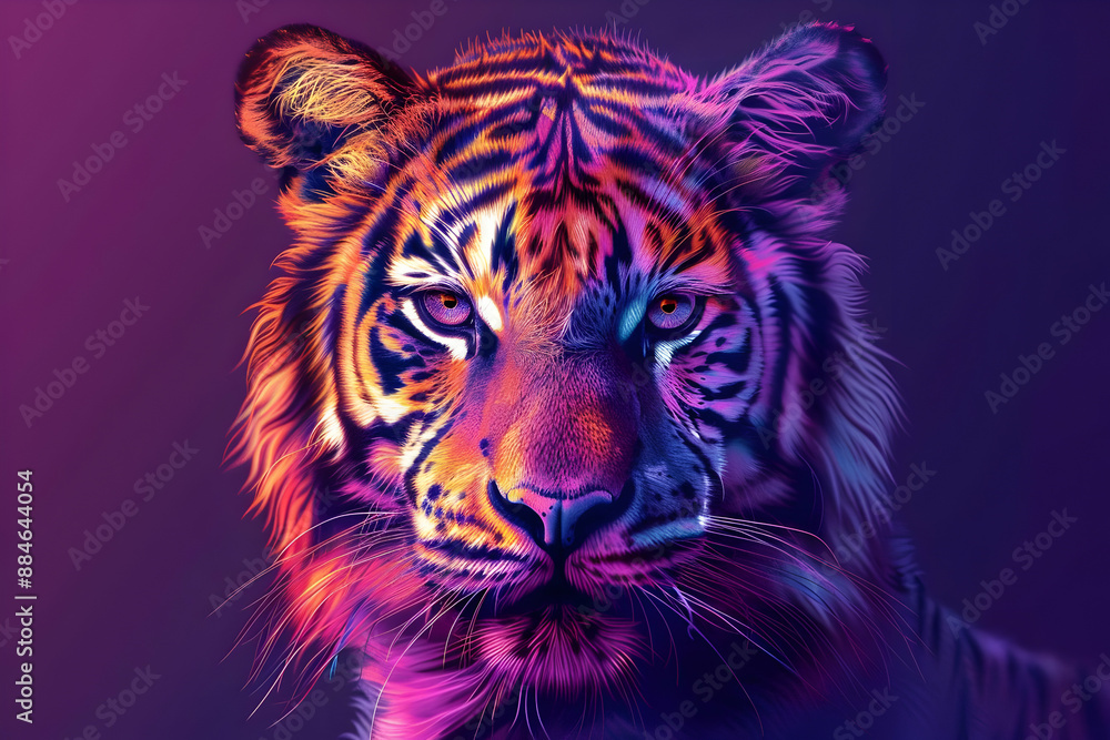 Neon Tiger Close-Up Neon Tiger Close-Up