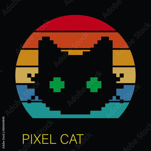 Gatinho em pixel colorido retro