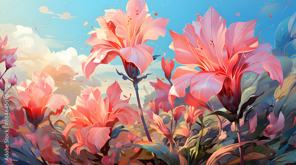 Pink Flowers in a Sky Pink Flowers in a Sky