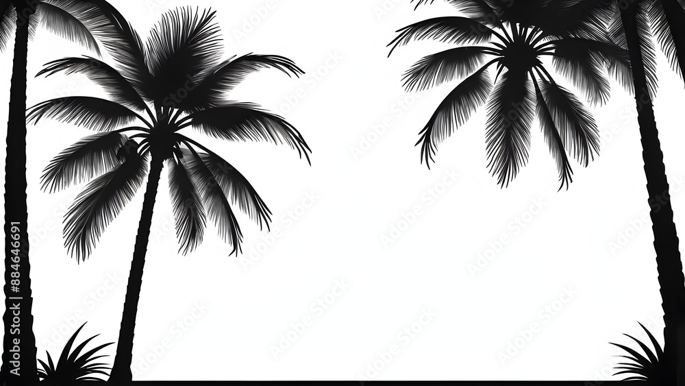 Fototapeta premium Coconut leaf silhouette frame