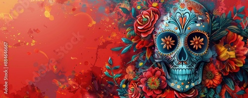Wallpaper Mural Dia de los Muertos banner template with plenty of copy space. Includes vibrant traditional Mexican designs. Suitable for websites, posters, and banners celebrating the Day of the Dead Torontodigital.ca