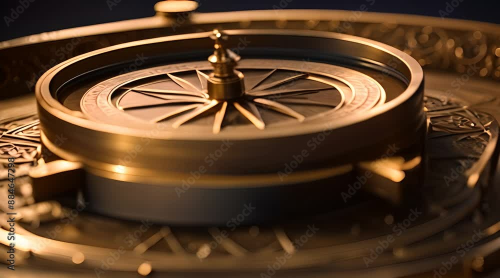 A compass made in ancient times with beautiful carvings, resting on a weathered wooden table A compass made in ancient times with beautiful carvings, resting on a weathered wooden table