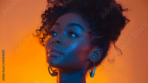 Wallpaper Mural Woman with Blue and Orange Lighting Torontodigital.ca