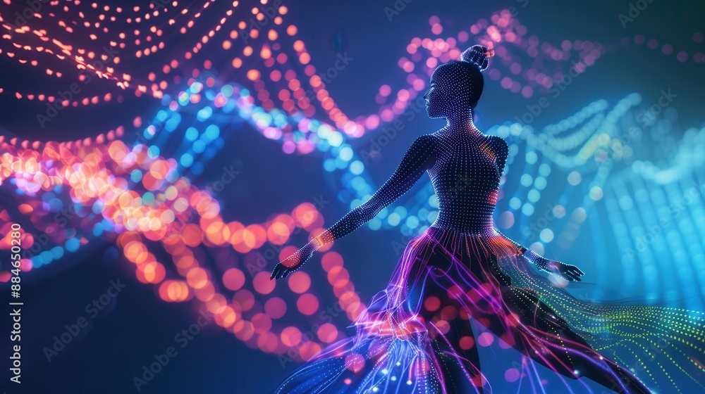 Futuristic fashion and shopping hologram Futuristic fashion and shopping hologram