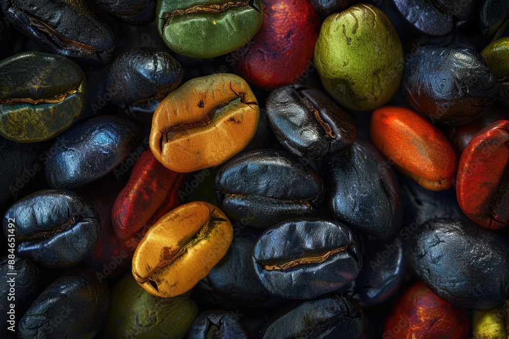 A close-up shot of a bunch of coffee beans, perfect for use in images about food, beverage, or lifestyle A close-up shot of a bunch of coffee beans, perfect for use in images about food, beverage, or lifestyle