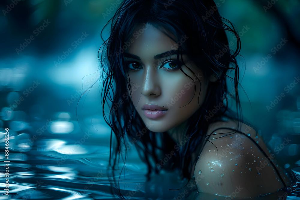 Woman in Water with Wet Hair Woman in Water with Wet Hair