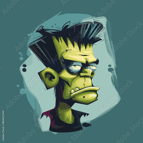 Scary Cartoon Halloween Frankenstein Monster Character 