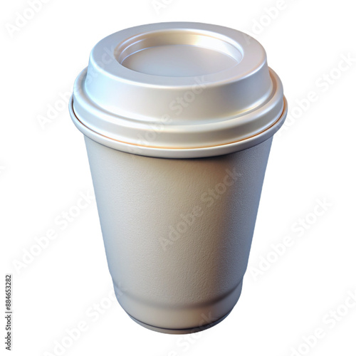 3D paper cup with lid for takeaway drinks. Versatile mockup for branding and presentations on transparent background